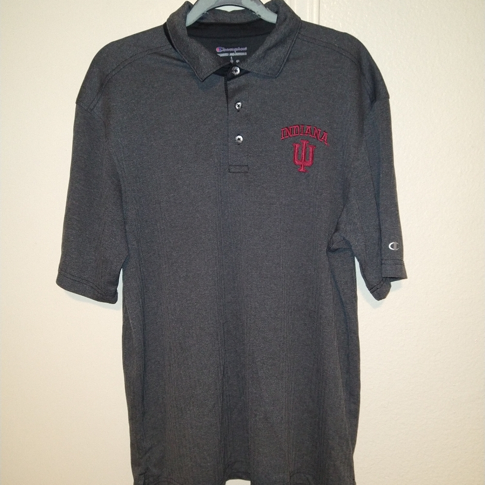 Champion Indiana Hoosiers NCAA Short Sleeve Polo Shirt Men's sz Large.
